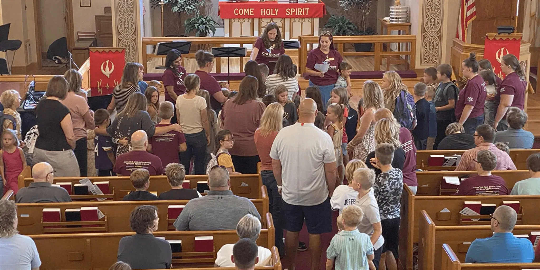 Community members attending church gathering