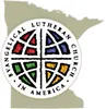 Colorful church emblem with state outline.