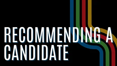 Text reading 'Recommending Candidate' with colorful lines above.