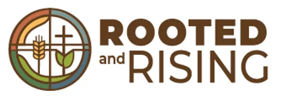 Rooted and Rising logo with symbols