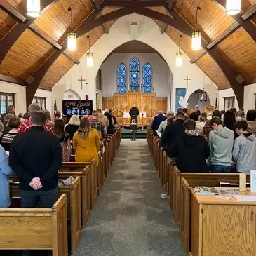 People gathered in a church