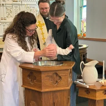 Baby baptism in church ceremony